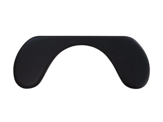 Black Mousetrapper Symmetrical Arm Support made of artificial leather, designed to provide support for the forearms while using a mouse.