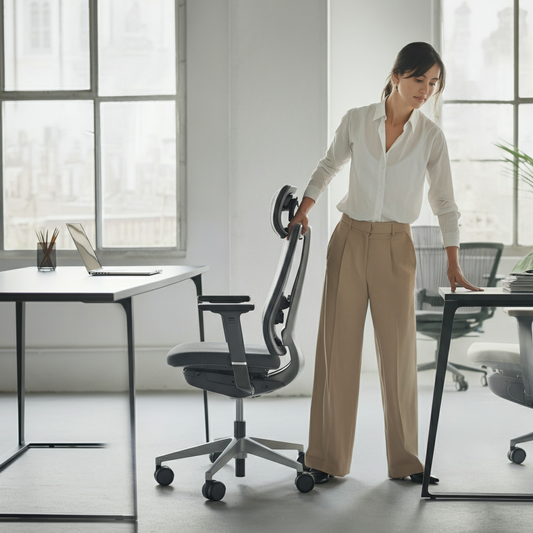 Best Adjustable Chairs for Tall People - tall woman adjusting her office chair