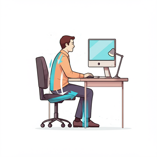 Ergonomic Chair Perfect Posture Comfort diagram of man sitting correctly on Lundia chair