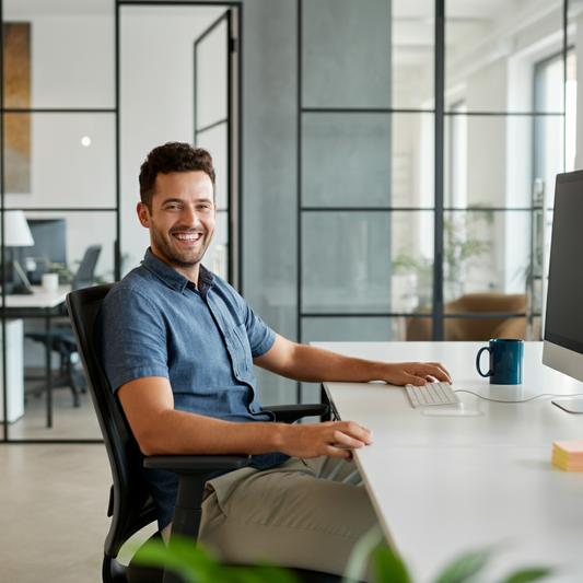 Ergonomic Office Chairs: Why They Matter - Happy office worker sitting on office chair