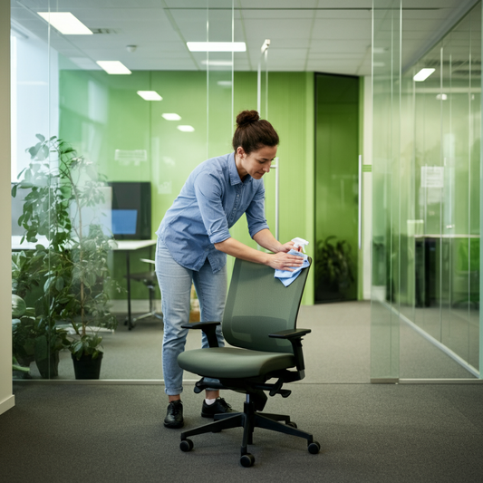 How to Maintain and Clean Your Office Chair - Office worker cleaning their office chair