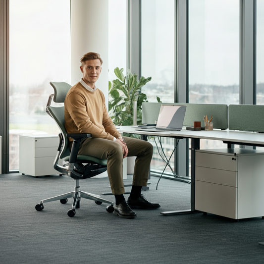 Top 10 Ergonomic Office Chairs in the UK: 2025 Buyer’s Guide - image of office worker sitting on ergonomic chair