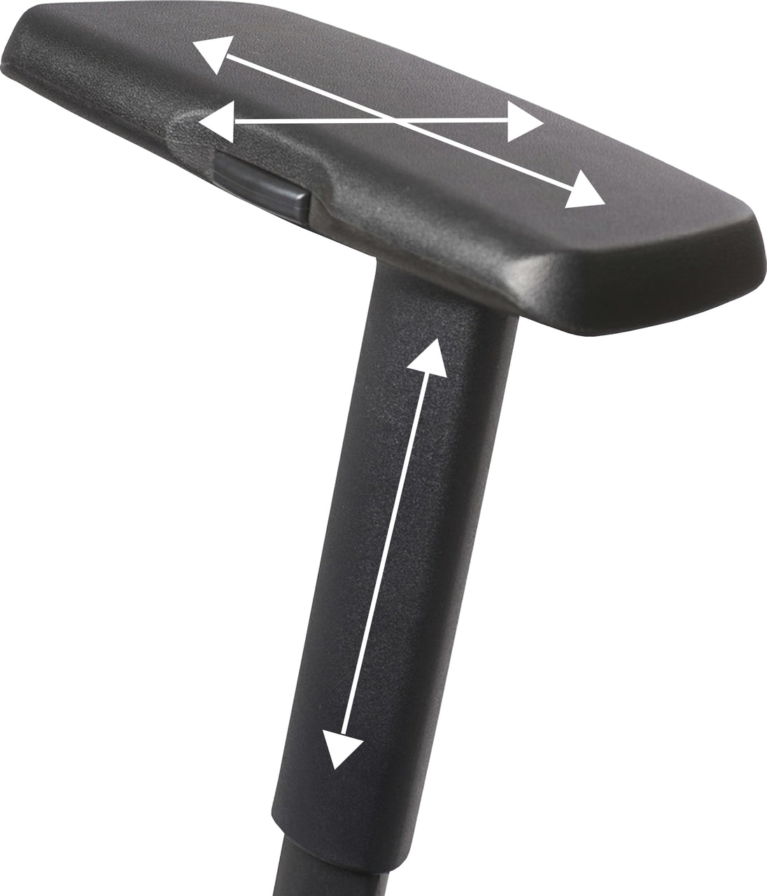 Black 3D armrests with directional arrows indicating up, down, left, and right movements.