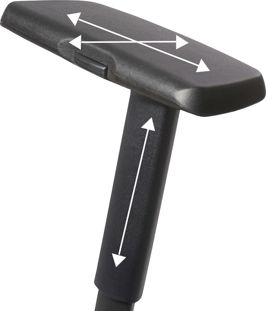 Black 3D armrests with directional arrows indicating up, down, left, and right movements.