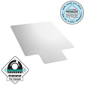 Advantagemat PVC Rectangular Chair Mat with Lip for Carpet