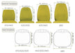 picture of different back and seat sizes for chair