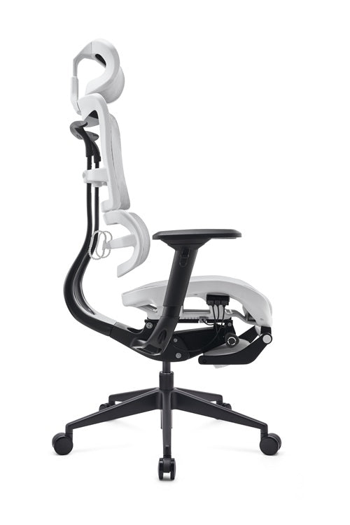 Ergonomic mesh office chair with adjustable armrests on a white background