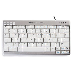 silver compact keyboard with black lettering