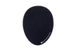 An oval-shaped black egg ergo mouse pad with a smooth surface and a thermal insulating top layer.