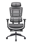 Ergonomic office chair with mesh back and seat on a white background