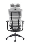 Ergonomic office chair with mesh back and black frame on a white background