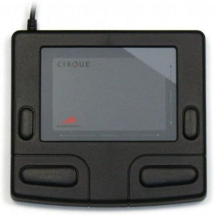 A black Cirque Smartcat Touchpad Pro with a USB connection cable attached.