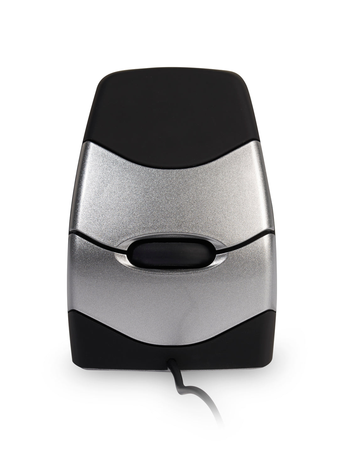 black vertical mouse with silver buttons