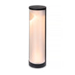 A sleek, cylindrical desk light with a white body and black base.