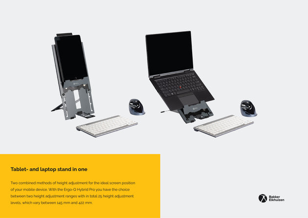image showing the erg q hybrid holding both tablet and laptop position