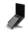 image showing a laptop riser holding a laptop with inbuilt document holder