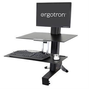 Black Ergotron Workfit-S Single LD Sit-stand Workstation with Worksurface+, keyboard and mouse