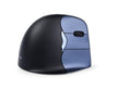 black mouse with 3 purple buttons and scroll wheel