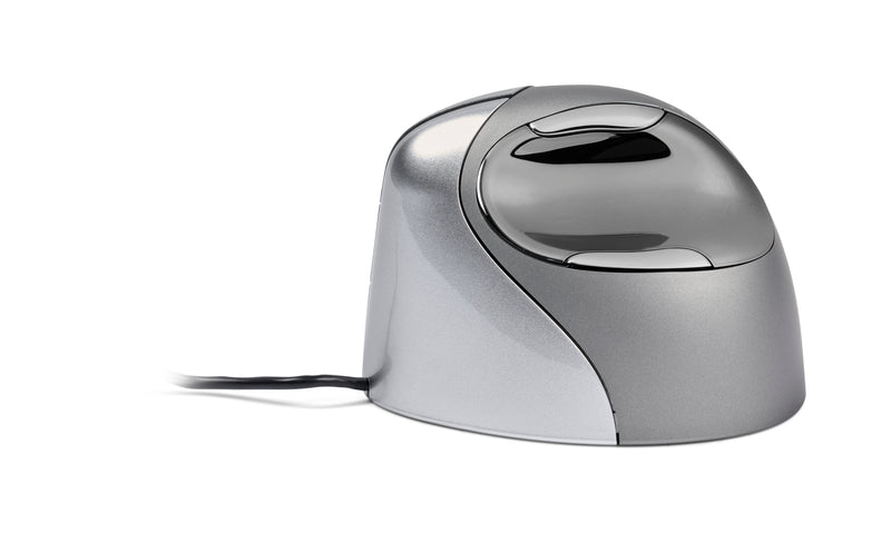 side view of silver vertical mouse