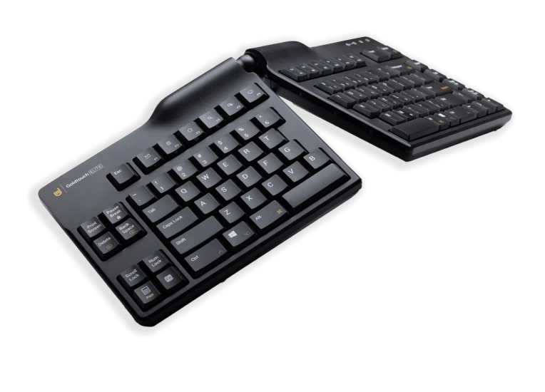 image showing keyboard split down the middle and angle to allow correct wrist positioning