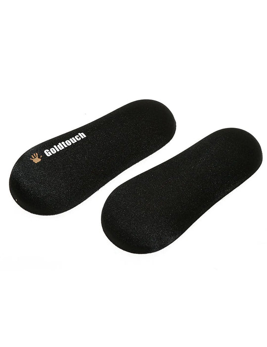 A pair of black Goldtouch wrist rests with a gel-filled design.