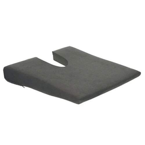 image showing black slimline angle seat wedge with a coccyx cutout