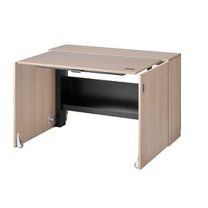 oak cabinet with integral sit-stand desk