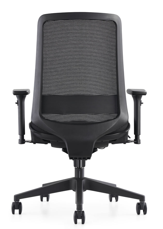 rear view of c19 mesh chair showing lumbar support