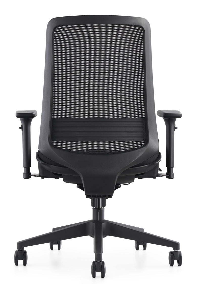 rear view of c19 mesh chair showing lumbar support
