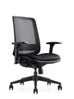 black mesh chair with armrests and 5 point base
