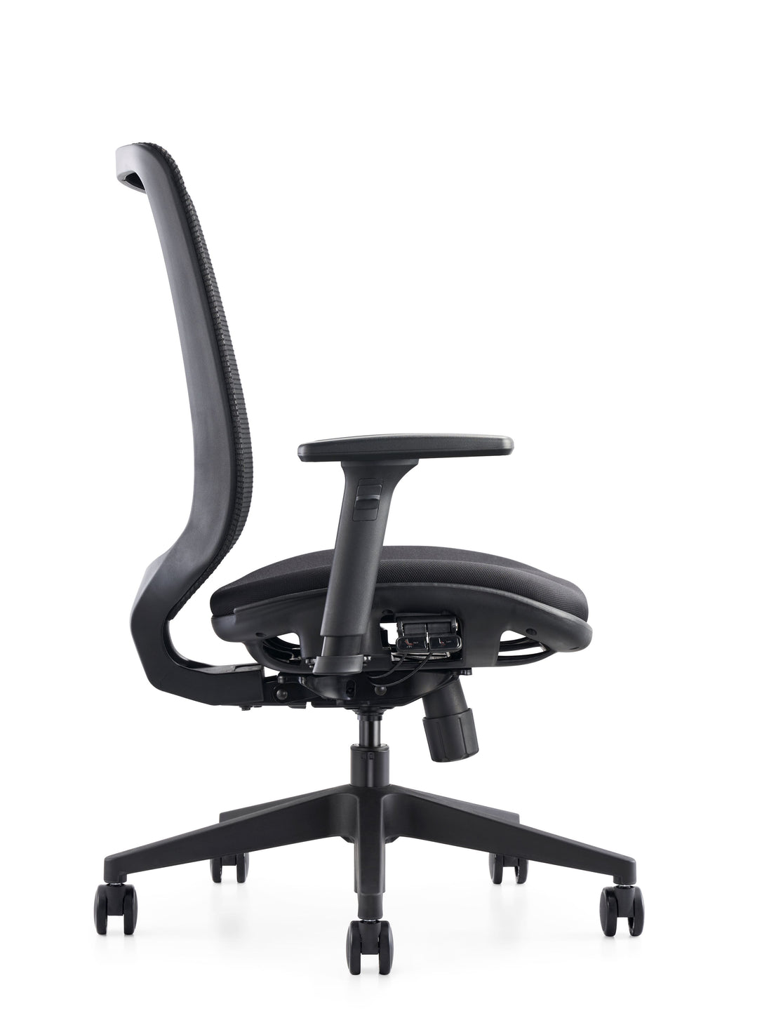 side profile of c19 mesh chair in black