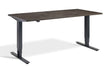 dark concrete adjustable desk with black metal frame