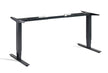 Black adjustable desk frame on a white background