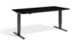 Black adjustable desk on a white background