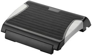 A black Lundia Standard Footrest with an anti-slip rubber mat on top platform, designed for desk use.