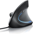 black vertical mouse with blue light