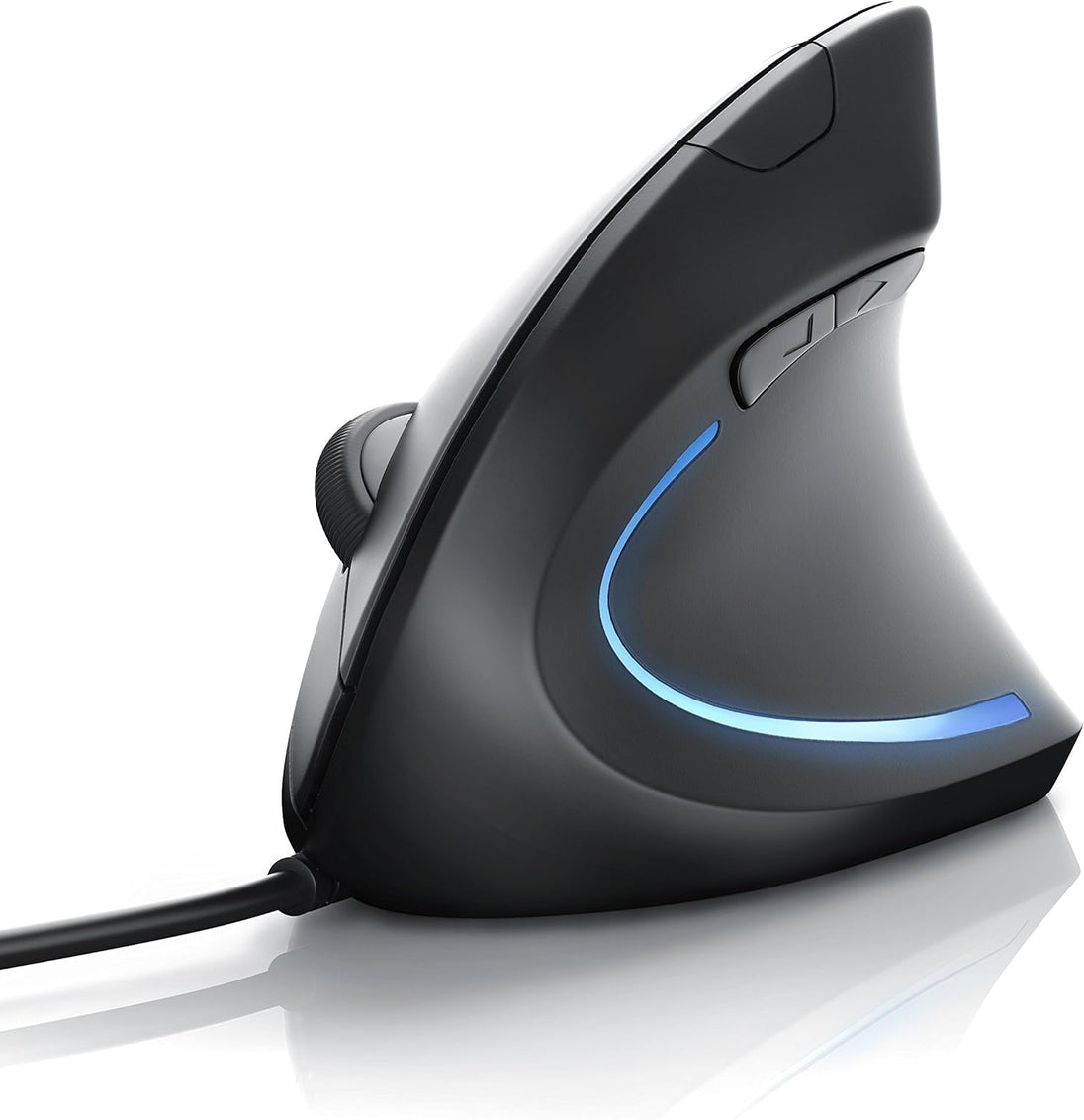 black vertical mouse with blue light
