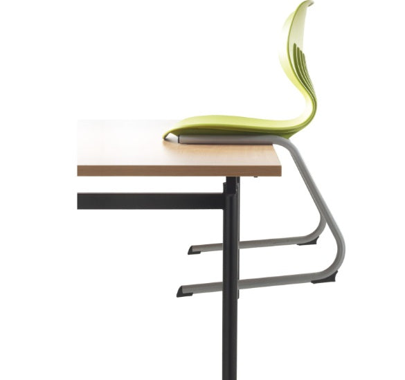 Modern chair with a green backrest on a white background