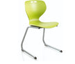 Green chair with metal legs on a white background