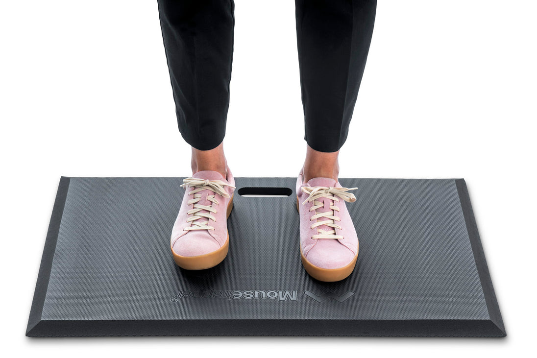 black cushioned mat for standing on