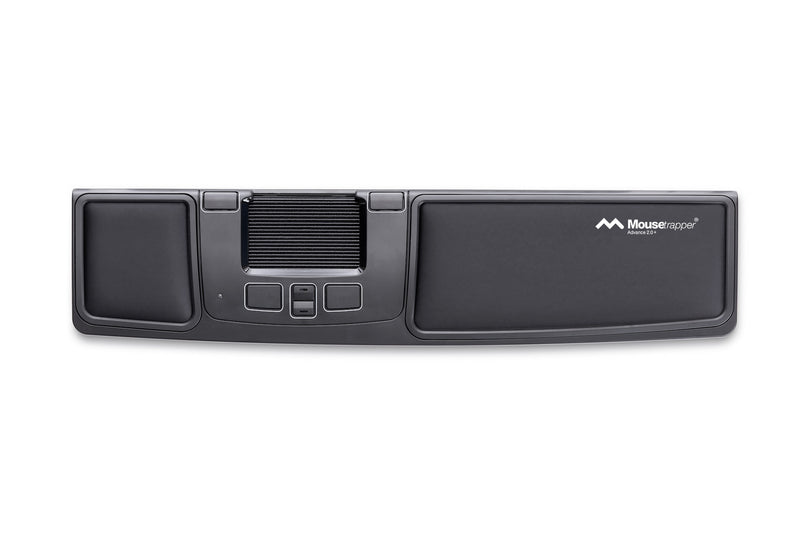 black roller style central mouse with black cushioned wrist support