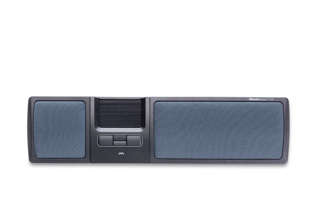 A black Mousetrapper Lite device with a central mouse trap mechanism and dual speaker compartments.