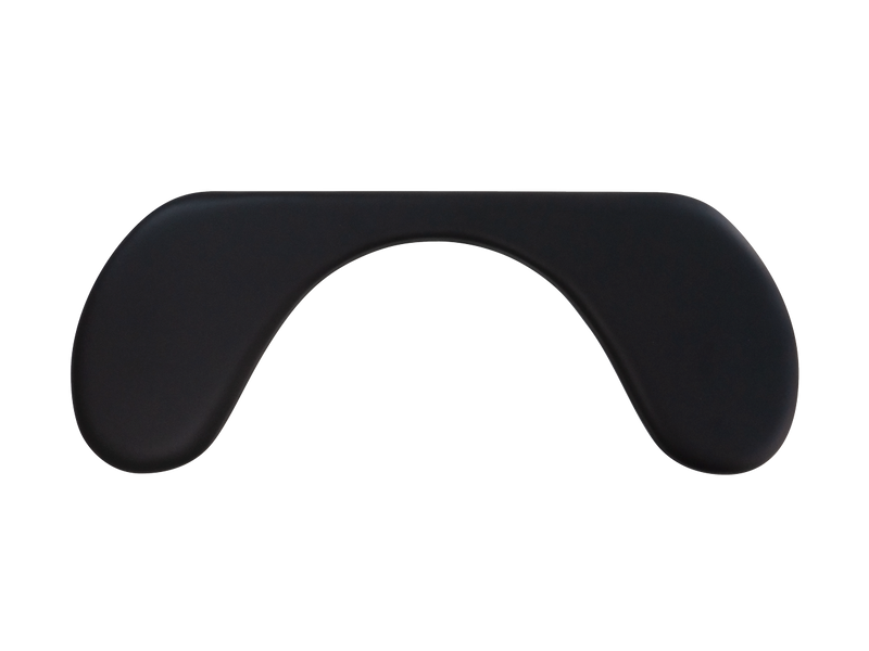 Black Mousetrapper Symmetrical Arm Support made of artificial leather, designed to provide support for the forearms while using a mouse.