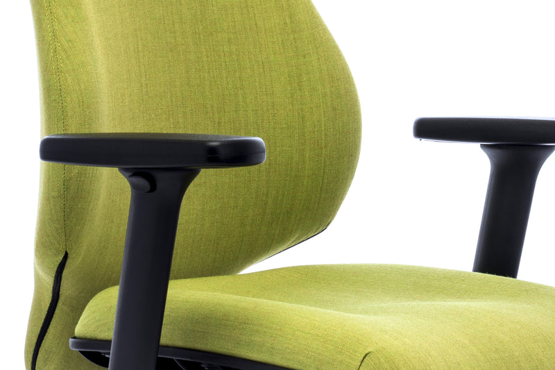 close up of green ergonomic office chair