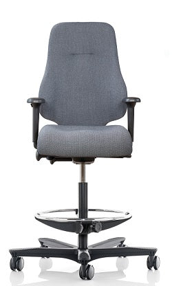 grey draughtsman chair with armrests and footring
