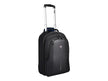 A black Port Chicago Evo laptop backpack with a telescopic handle and a large front pocket, designed to convert into a trolley.