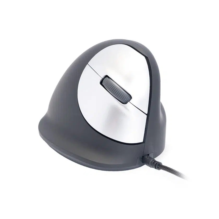 black vertical mouse with silver buttons