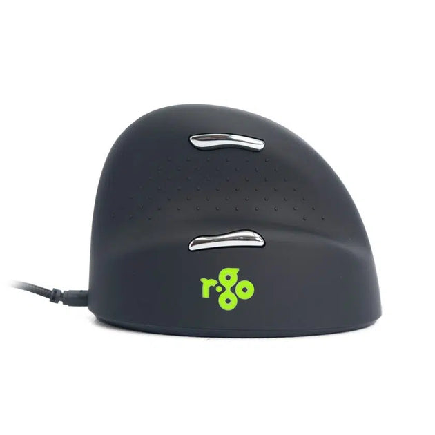 side profile of rgo he vertical mouse showing light up rgo logo