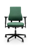 rh axia 3122 ergonomic office chair in green with armrests and 5 point base
