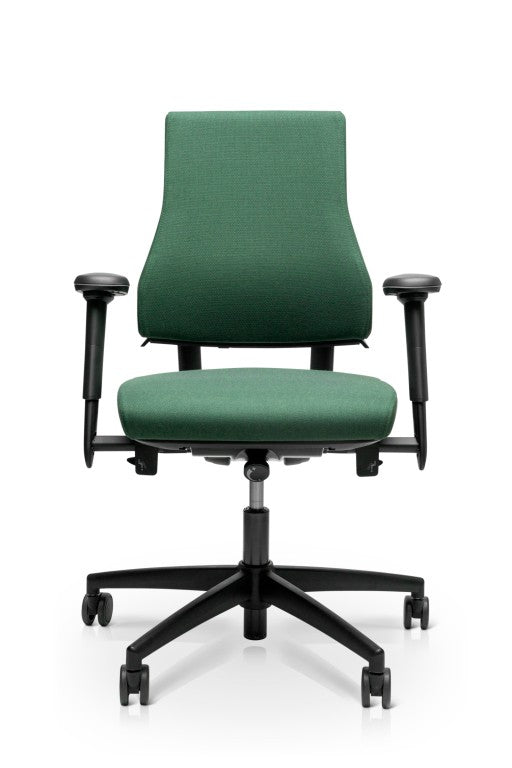 rh axia 3122 ergonomic office chair in green with armrests and 5 point base